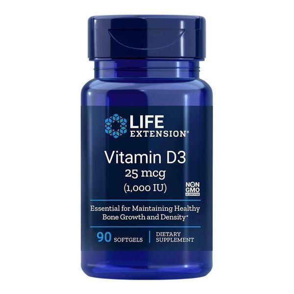 Витамин D3, Vitamin D3, Life Extension, 25 мкг (1000 МЕ), 90 гелевых капсул