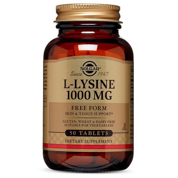 Лізин 1000 мг, L-Lysine, Solgar, 50 таблеток