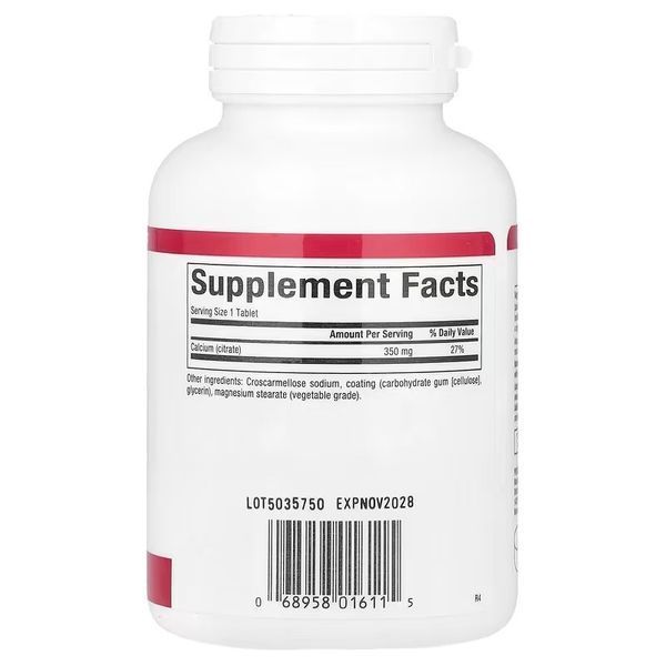 Кальцій цитрат, 350 мг, Calcium Citrate, Natural Factors, 90 таблеток