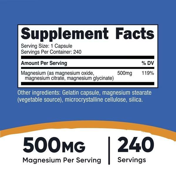 Комплекс магния, 500 мг, Magnesium Complex, Nutricost, 240 капсул