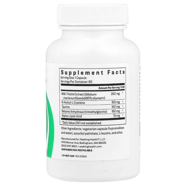 Поживні речовини для печінки, Liver Nutrients, Seeking Health, 60 капсул