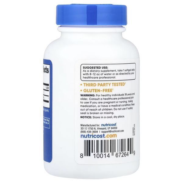 Вітамін К2 у формі МК-7, 100 мкг, Vitamin K2 MK-7, Nutricost, 240 гелевих капсул